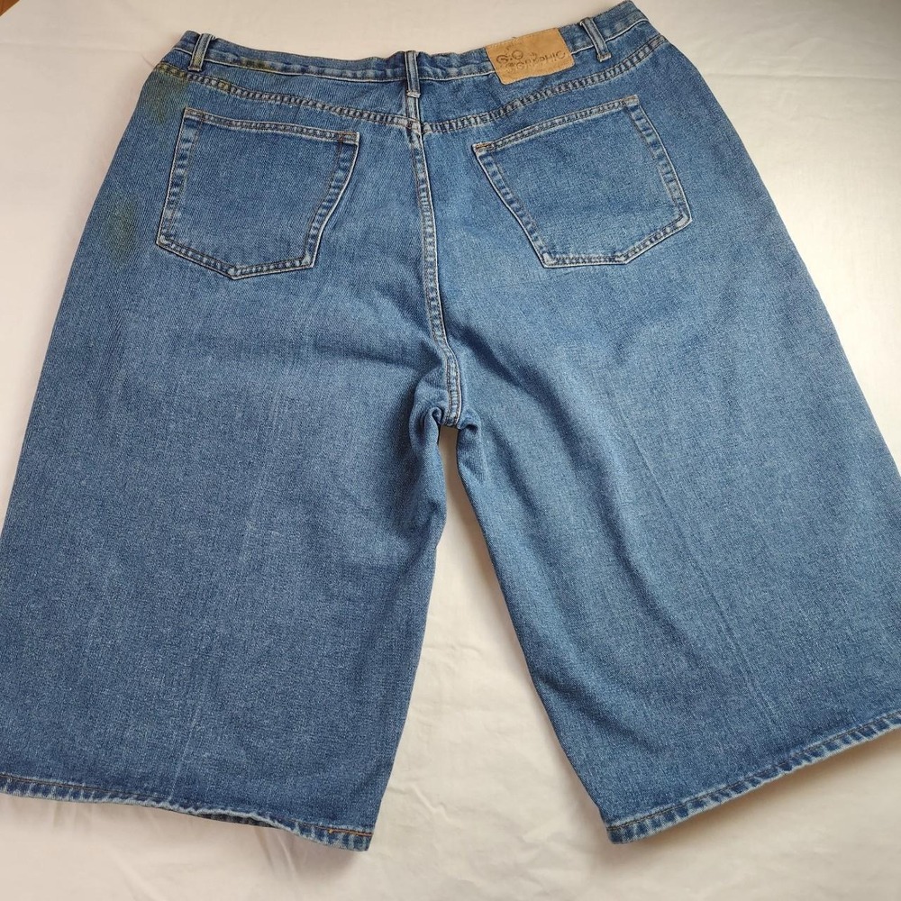 Go Graphic Vintage Y2K Baggy Jean Shorts Jorts Blue Denim Mens 40 Skater 90s